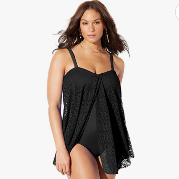Other - Black Crochet One Piece Swimsuit